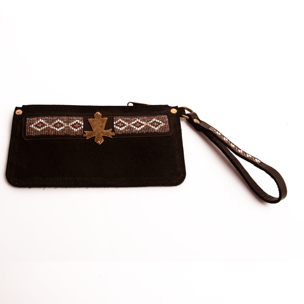 Suede Wristlet Bag